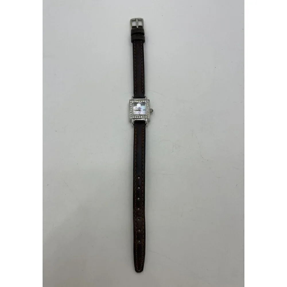 Cenere BW-916 Bedazzled Quartz Analog Women's Watch MOP Dial Brown Leather Band